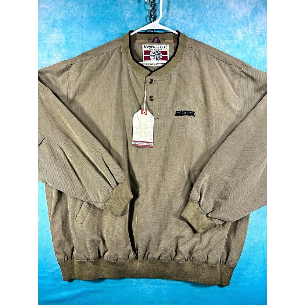 Swingster Men's 2XL Gray Houndstooth Pullover Jacket Lined Button Snap Elgin